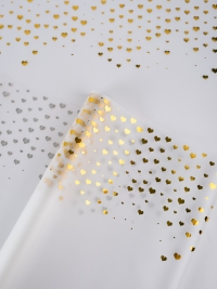 Пленка цветная 50 мкм 58см х 10м сердечки золото