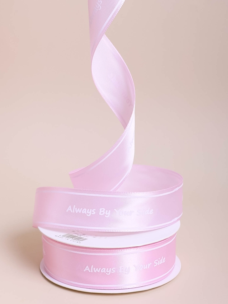 Лента атласная 25мм х 25 ярд  Always By Your Side розовый