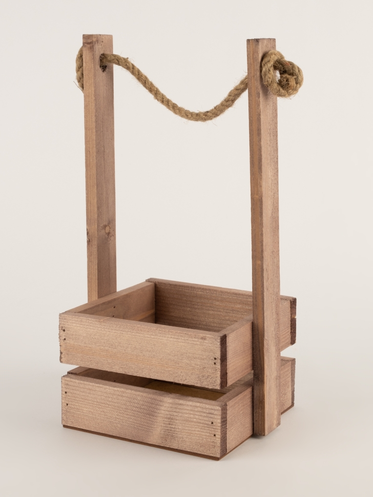 Ящик реечный с веревочными ручками 14х14хh30см дуб