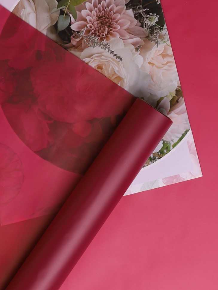 Пленка матовая 60см х 10м  на втулке брусничный