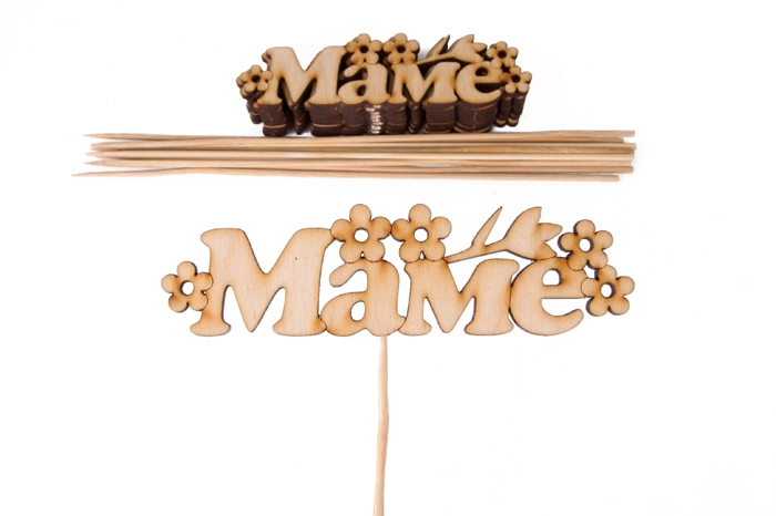 Вставка деревянная для цветов 10шт "Маме"