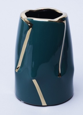 Ваза керамика 15см зеленый