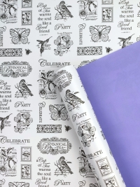 Пленка матовая 60мкм 58см х 10м, Газета Ботаника черн/сиреневый классик