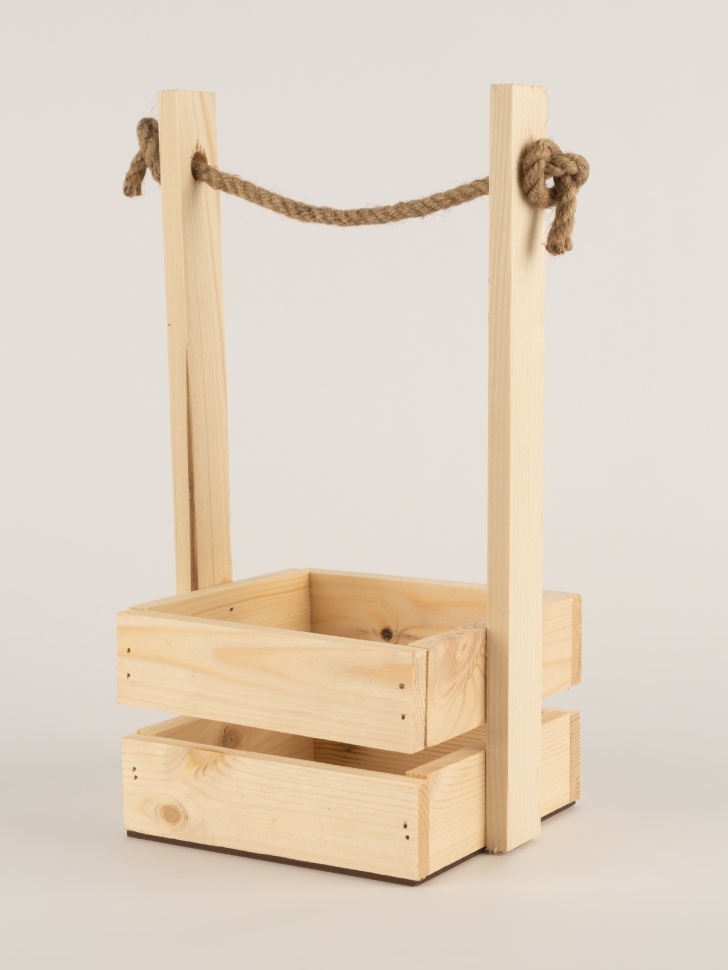 Ящик реечный с веревочными ручками 14х14хh30см сосна