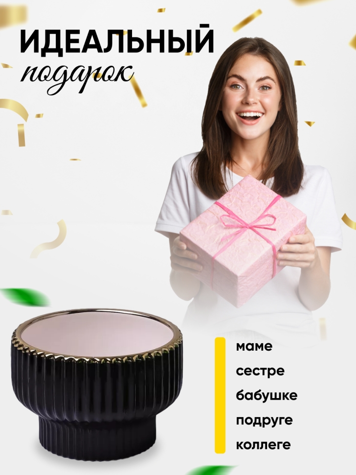 Кашпо керамика 16х16х6,2см W7396011.15 черный Кашпо керамика 16х16х6,2см W7396011.15 черный