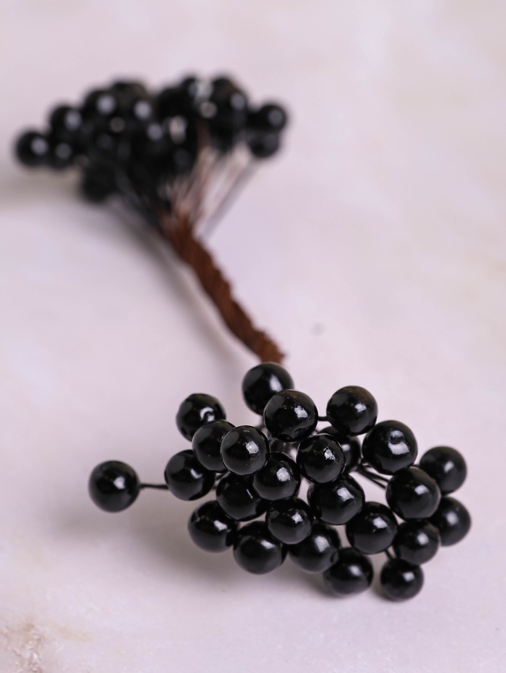 Ягоды на проволоке d1,5х7см 50шт черный