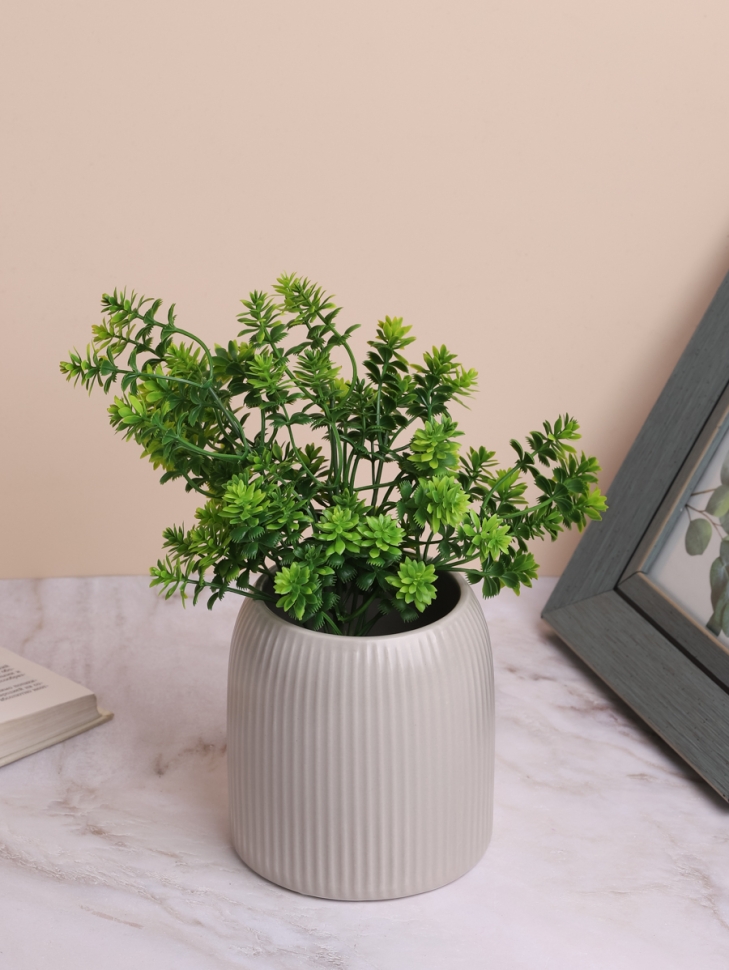 Кашпо керамика 12х11см серый светлый Кашпо керамика 12х11см серый светлый