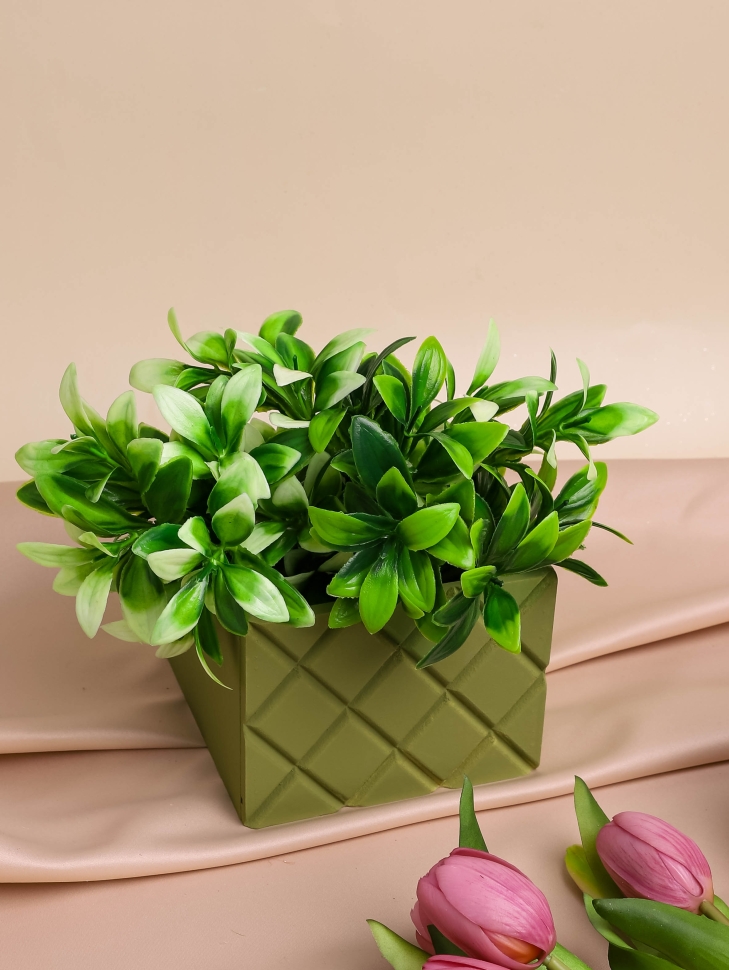 Ящик деревянный №12 12,5х12,5х10см Ромбы оливковый