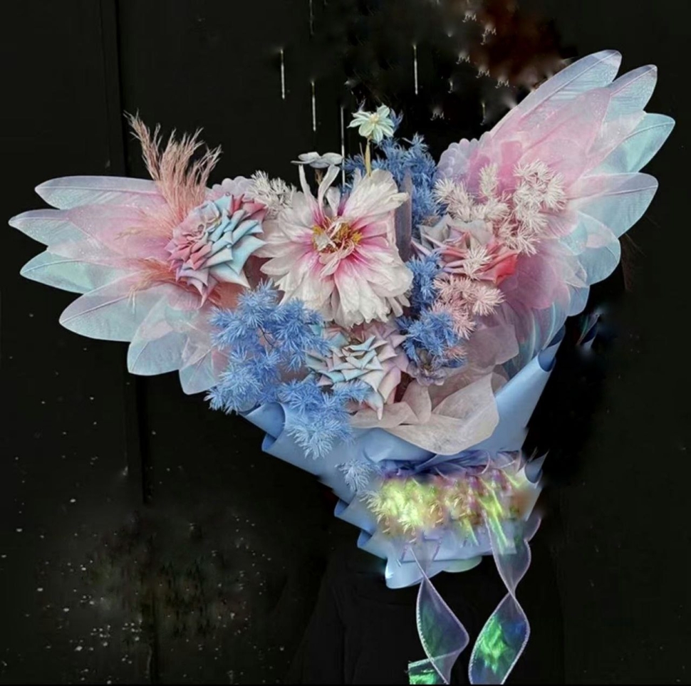 Бумага фигурная Крылья 50х37см 33х22см 20шт голубой