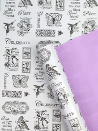 Пленка матовая 60мкм 58см х 10м, Газета Ботаника черн/сиреневый светлый