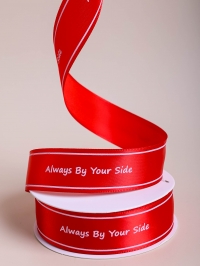 Лента атласная 25мм х 25 ярд  Always By Your Side красный