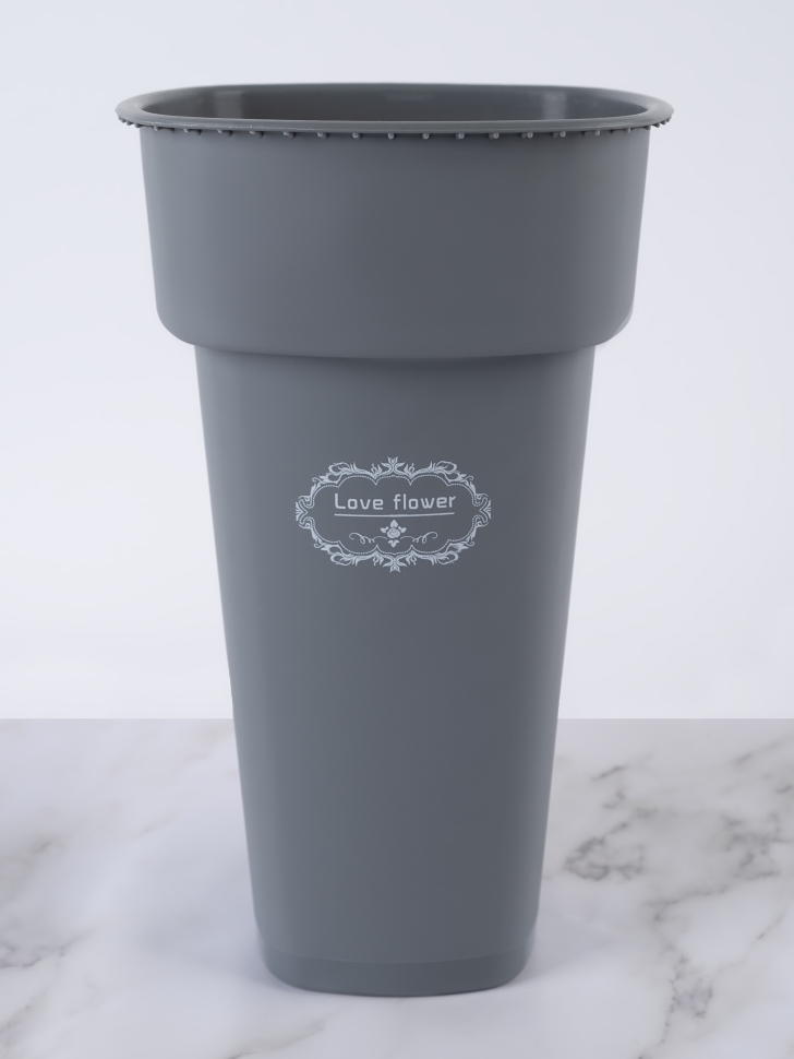 Ваза гладкая H34,5хD20/12см пластиковая 2002A серый