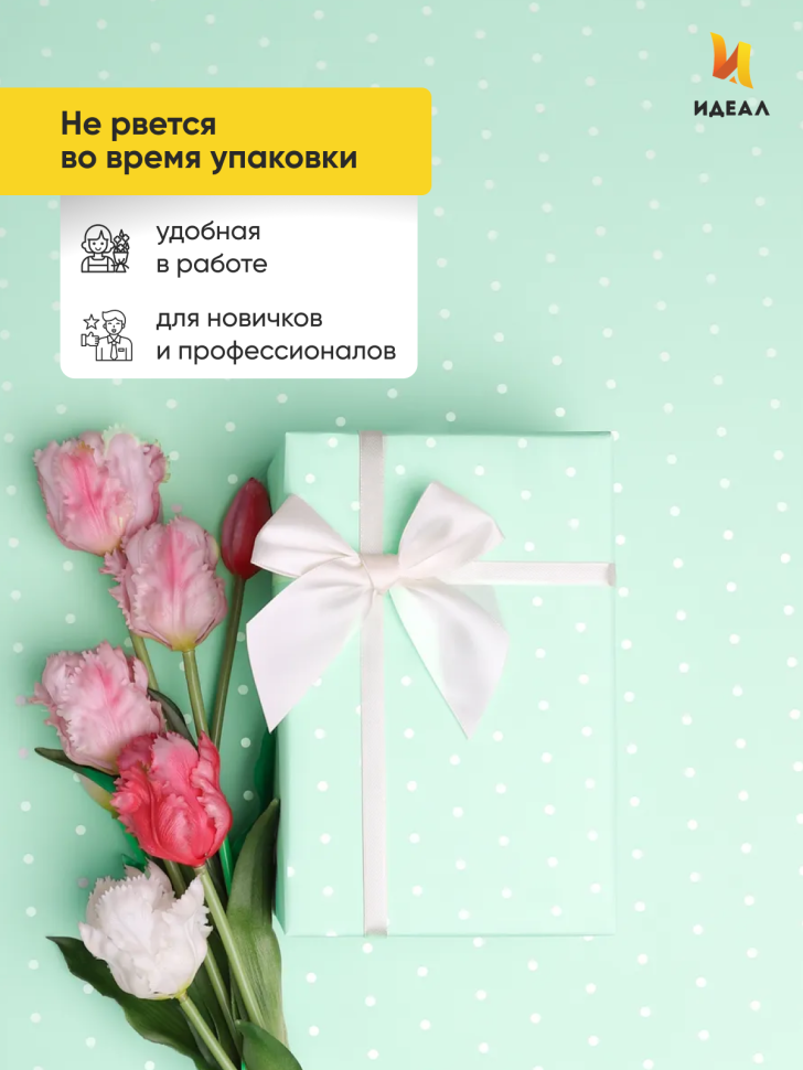 Пленка матовая 60мкм 58см х 10м горошек белый на фисташковом