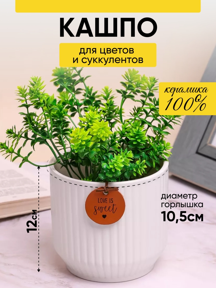 Кашпо керамика 12х12х11см LZL-215-2 белый Кашпо керамика 12х12х11см LZL-215-2 белый