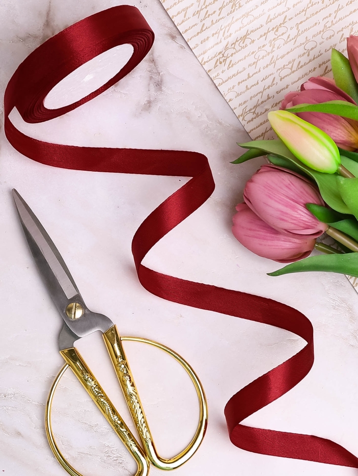 Лента атласная 15мм х 25 ярд JD бордовый