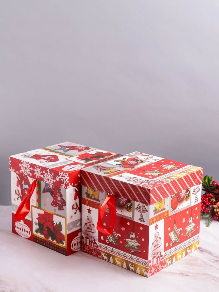 Коробка НГ квадрат 22х22х22 см GYH22627-80 микс Коробка НГ квадрат 22х22х22 см GYH22627-80 микс