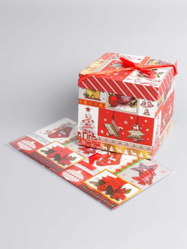 Коробка НГ квадрат 22х22х22 см GYH22627-80 микс Коробка НГ квадрат 22х22х22 см GYH22627-80 микс