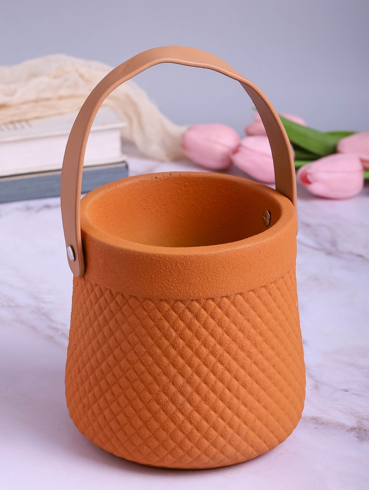 Кашпо керамика 14х14х14см ZY2141-14 оранжевый Кашпо керамика 14х14х14см ZY2141-14 оранжевый