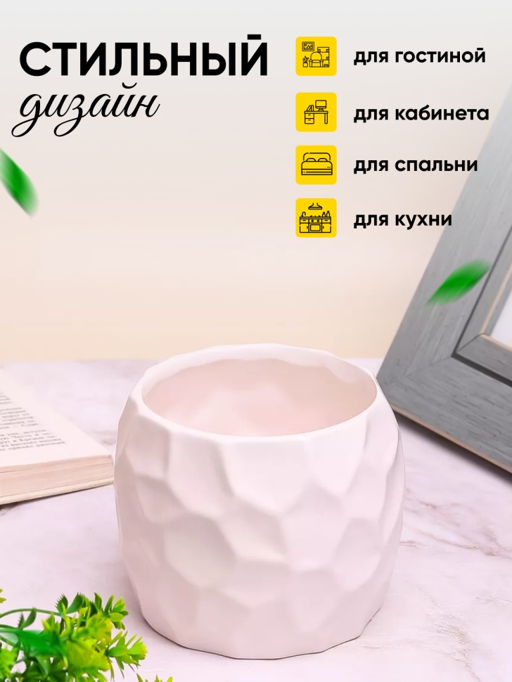 Кашпо керамика 12х12х9,5см LZL-219-2 белый Кашпо керамика 12х12х9,5см LZL-219-2 белый