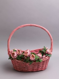 Корзина плетеная (ива) D38х27/Н16х11см розовый