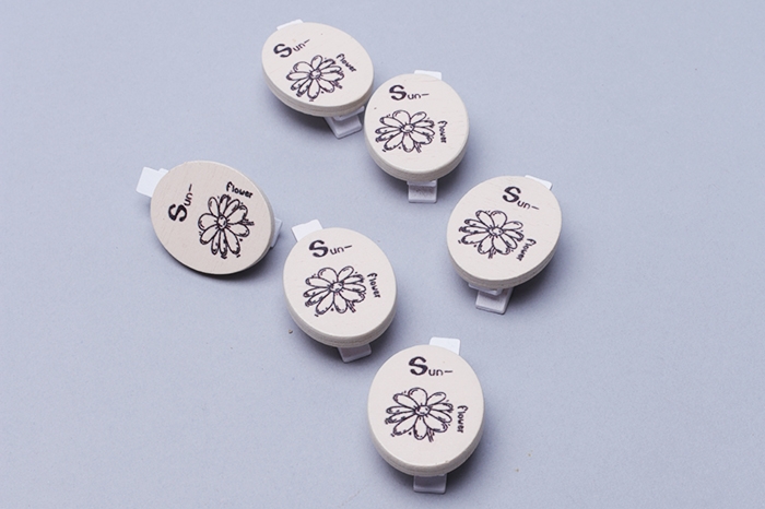 Прищепка  6шт. Табличка цветок 3,5х2,5см