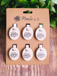 Прищепка  6шт. Табличка цветок 3,5х2,5см