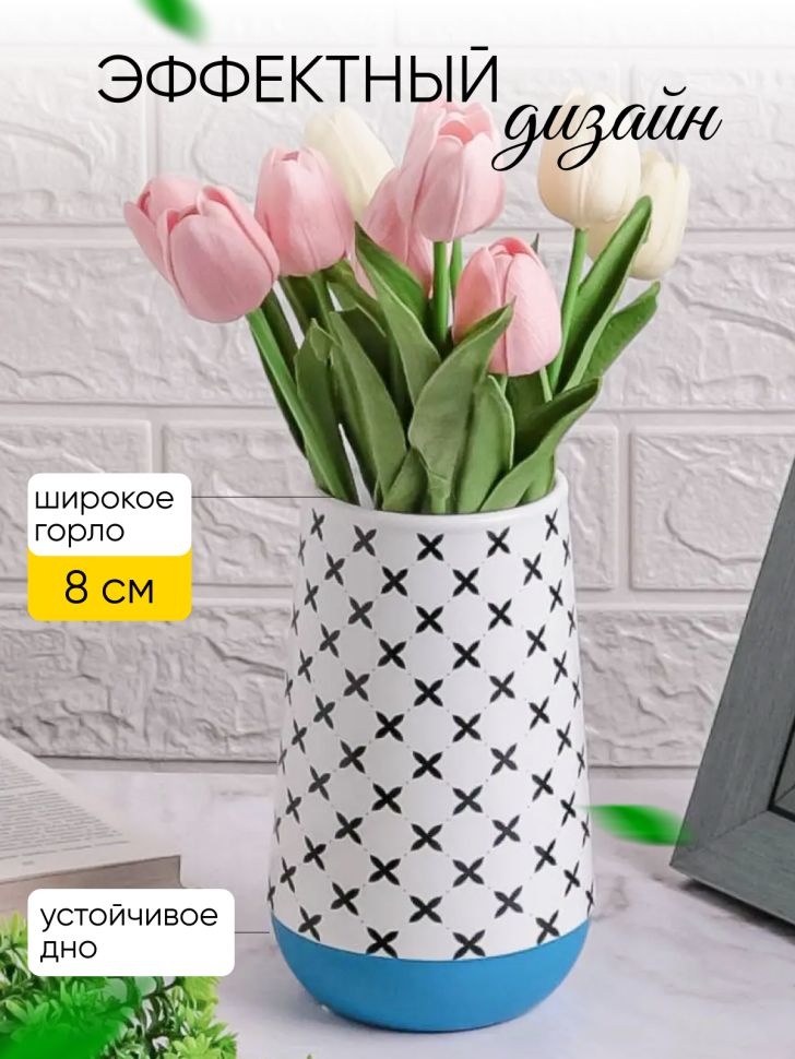 Ваза керамика 20х9х11см 896H460S синий
