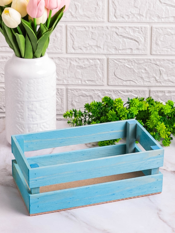 Ящик деревянный 24х13хh8см голубой