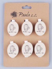 Прищепка  6шт. Табличка кактус овал 3,5х2,5см