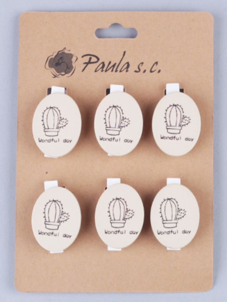 Прищепка 6шт. Табличка кактус овал 3,5х2,5см Прищепка 6шт. Табличка кактус овал 3,5х2,5см
