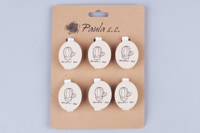 Прищепка 6шт. Табличка кактус овал 3,5х2,5см Прищепка 6шт. Табличка кактус овал 3,5х2,5см