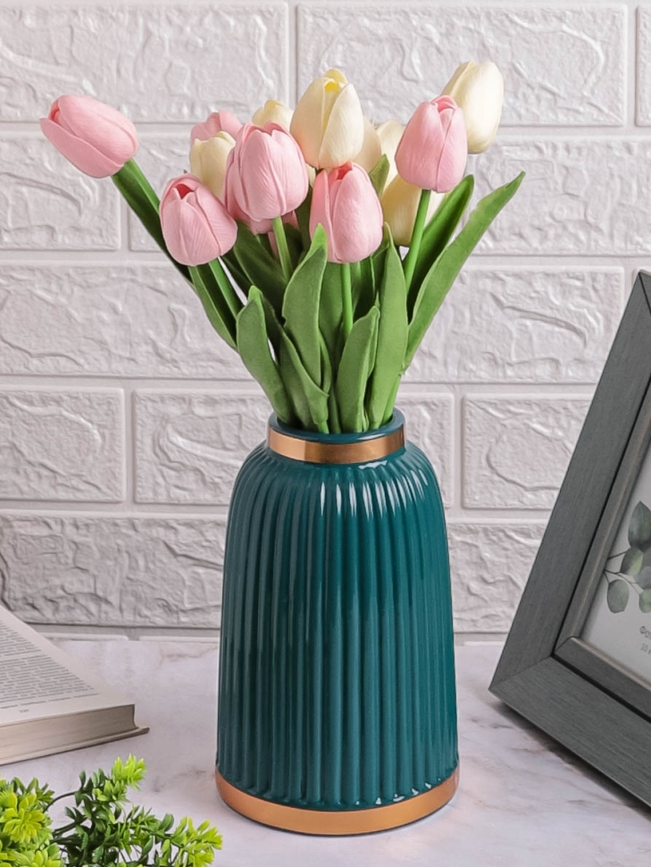 Ваза керамика 20,5х6,5х12,5см 828H442S зеленый УЦЕНКА