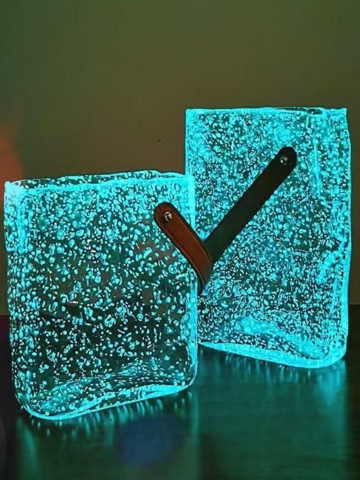 Ваза стекло h19х17х8см К трапеция с кожаной ручкой