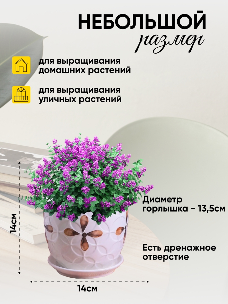 Кашпо керамика 14х14х12,5см TX55322 цветок Кашпо керамика 14х14х12,5см TX55322 цветок