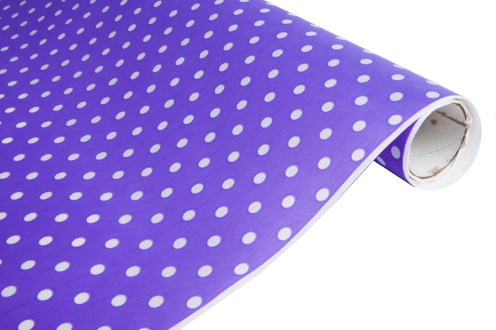 Бумага белая крафт 40гр/м2, 70см x 10м, Полька, сиреневый