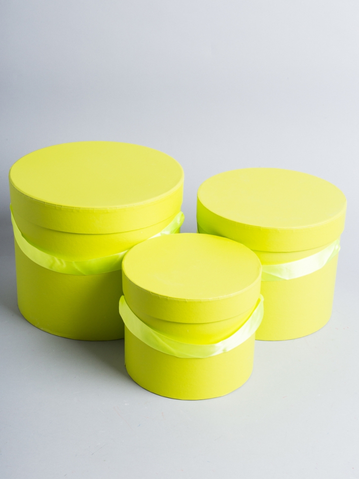 Коробка цилиндр набор из  3шт. 19х22.5см лайм