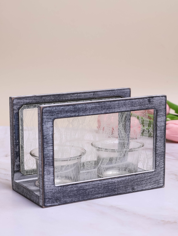 Подсвечник экран на 2 свечи  8,5х16х11см