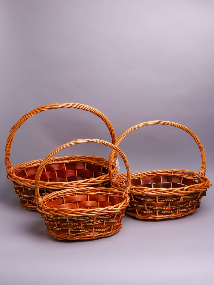Корзина плетеная (ива) 3шт 46х36х41см L-28-4 коричневый