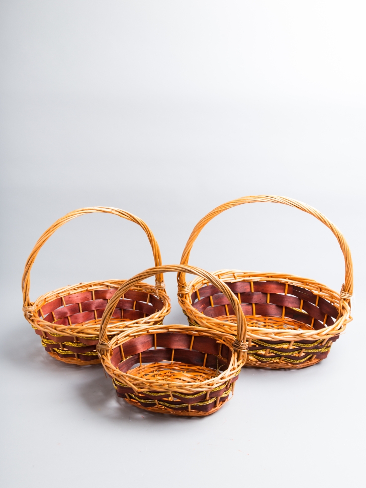 Корзина плетеная (ива) 3шт 46х36х41см L-28-4 коричневый