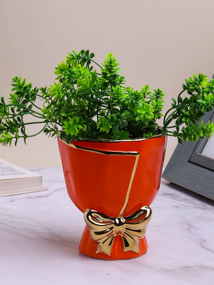 Кашпо керамика 12х12х13см TX06696012.12 оранжевый Кашпо керамика 12х12х13см TX06696012.12 оранжевый