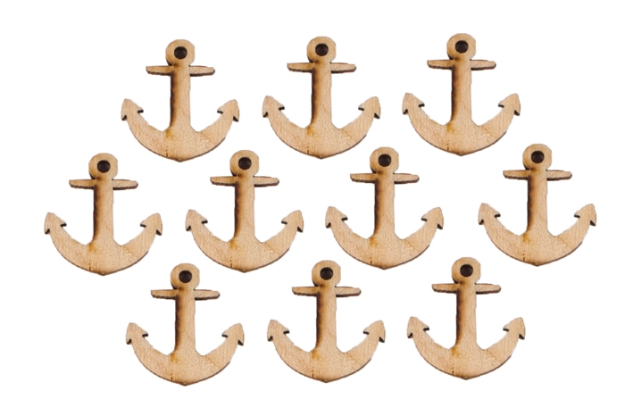 Декор деревянный Якорь 3см х 3мм 10шт.