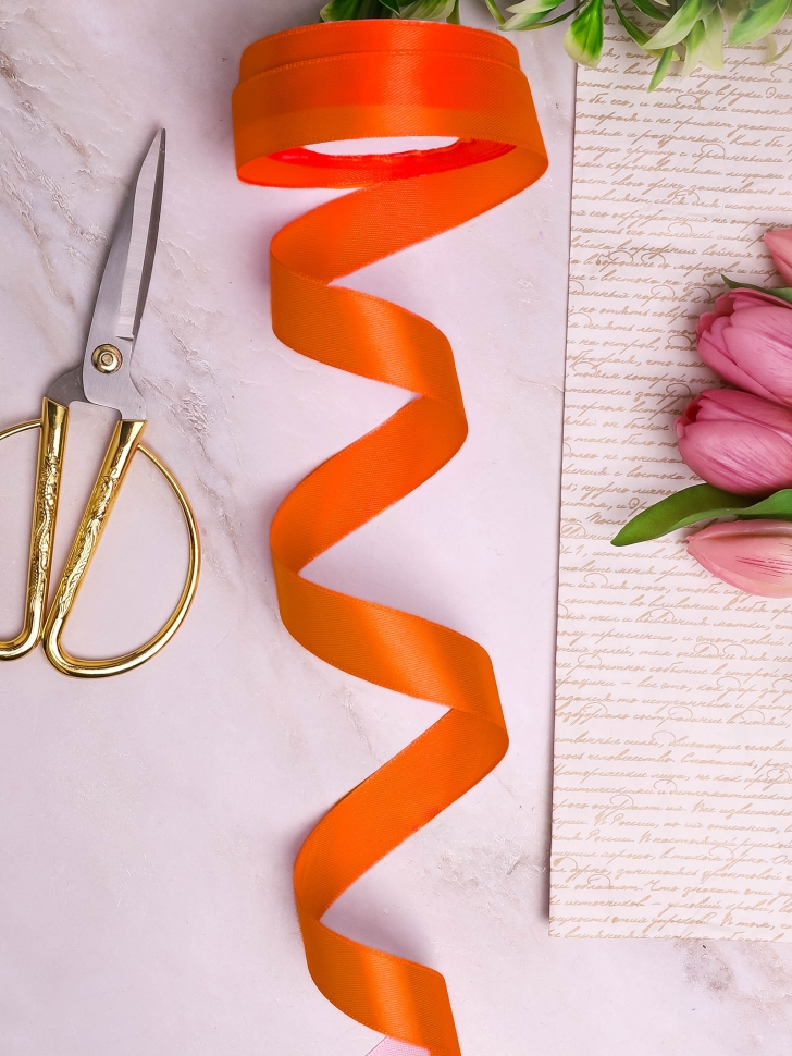 Лента атласная 24мм х 25ярд оранжевый