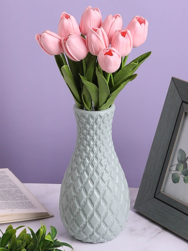 Ваза пластиковая H22,5 х D6,8х8,2см AS3509 голубой