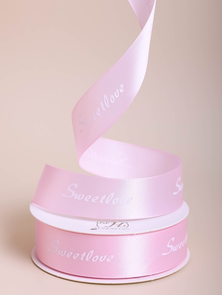 Лента атласная 25мм х 25 ярд Sweetlove розовый светлый Лента атласная 25мм х 25 ярд Sweetlove розовый светлый