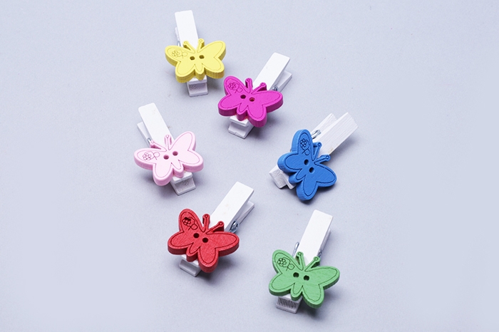 Прищепка  6шт. бабочки цветные 3,5х2см