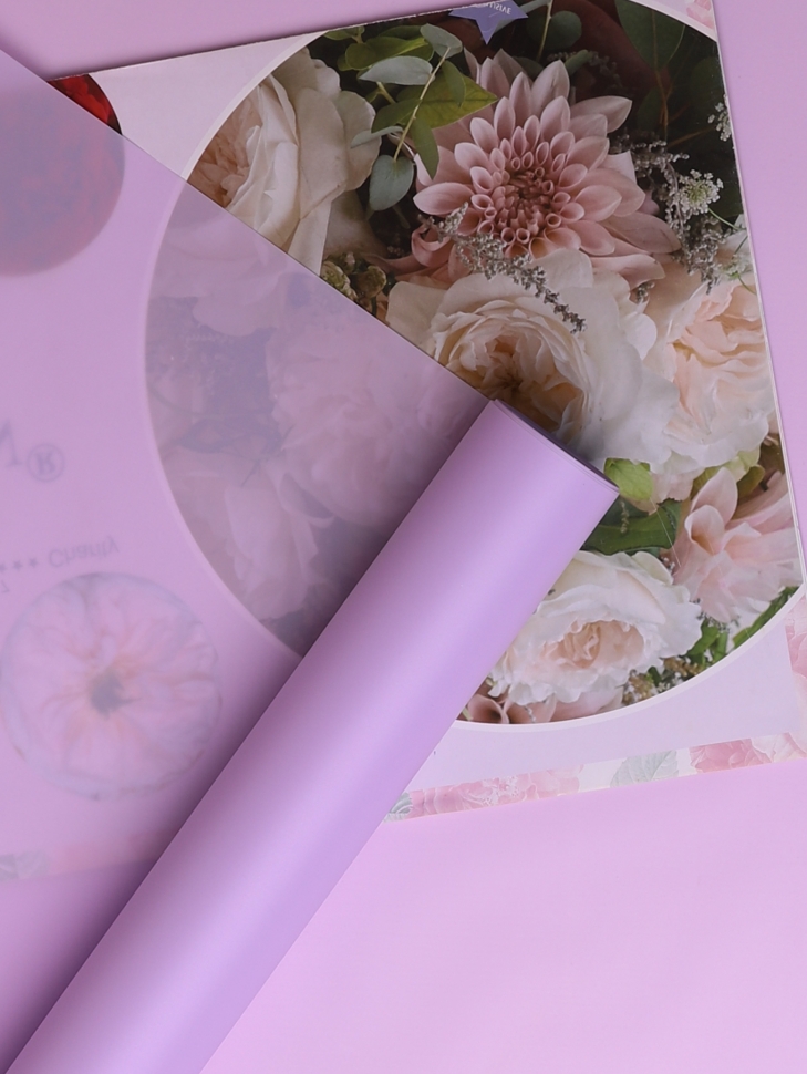 Пленка матовая 60см х 10м  на втулке сиреневый светлый