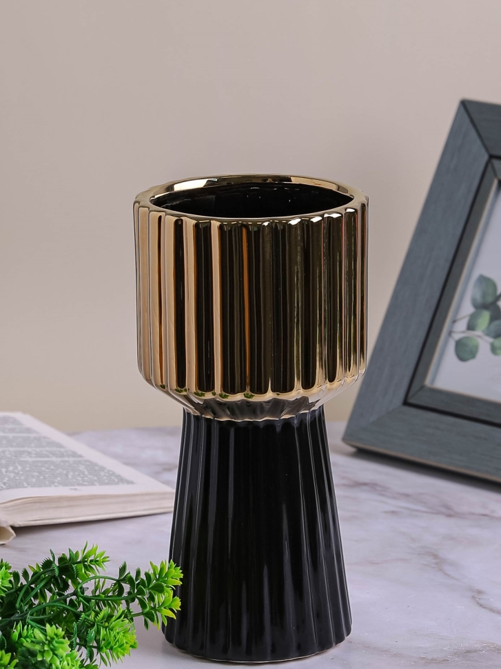 Ваза керамика 25х13х10см CN230425-24-77 черный с золотом