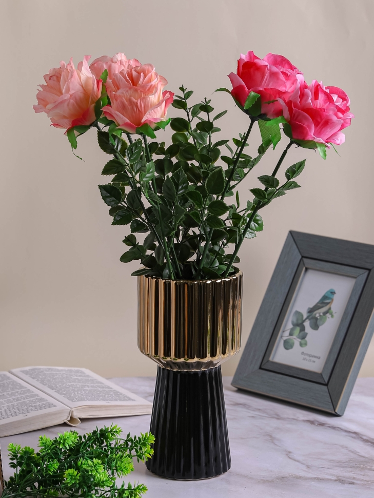 Ваза керамика 25х13х10см CN230425-24-77 черный с золотом