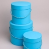 Коробка цилиндр набор из  3шт d18хh17 - d13-h12см со шнурком голубой