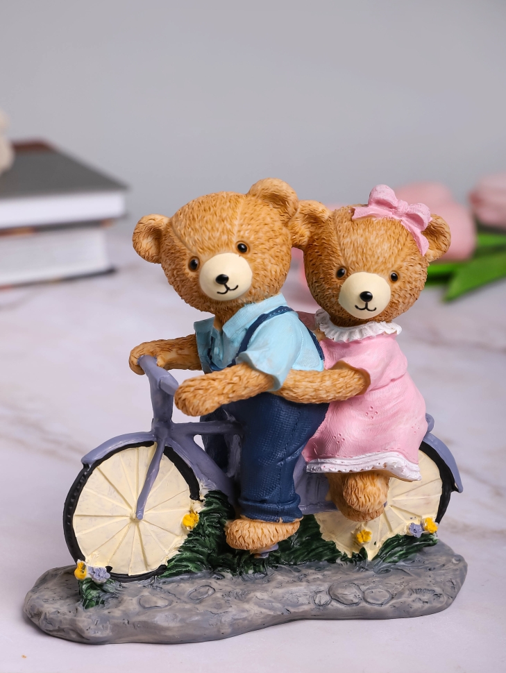 Фигурка Медведи на велосипеде 16,5х7х15,5см BX050